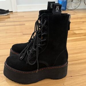 Black Platform Lace-Up Boots